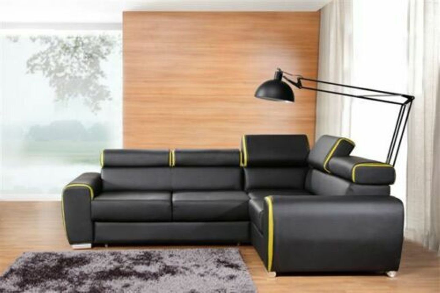 JVmoebel Sofa Schwarzer Designer Ecksofa L-Form Sofa mit Bettfunktion Schlafsofa, Made in Europe