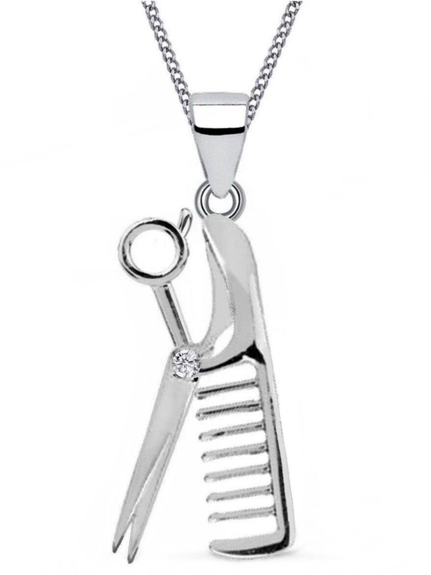 Goldene Hufeisen Kette mit Anhänger Schere Kamm Halskette aus 925 Sterling günstig online kaufen
