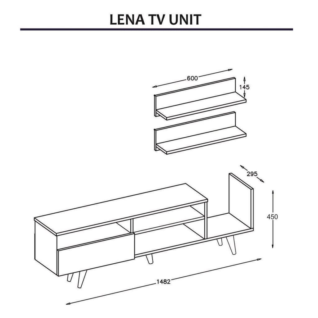 TV-Schrank Weiß TV-Schrank-Set Lena 148,2x29,5x45 Eichen-Optik cm Homemania (1-St) und