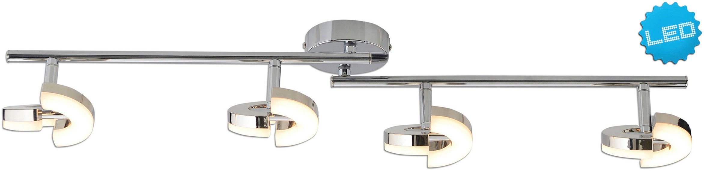 B: Deckenspot LED Affi, 4er opal Deckenspot näve LED-Wand-u. 78cm Lichtfarbe chrome Warmweiß, warmweiß