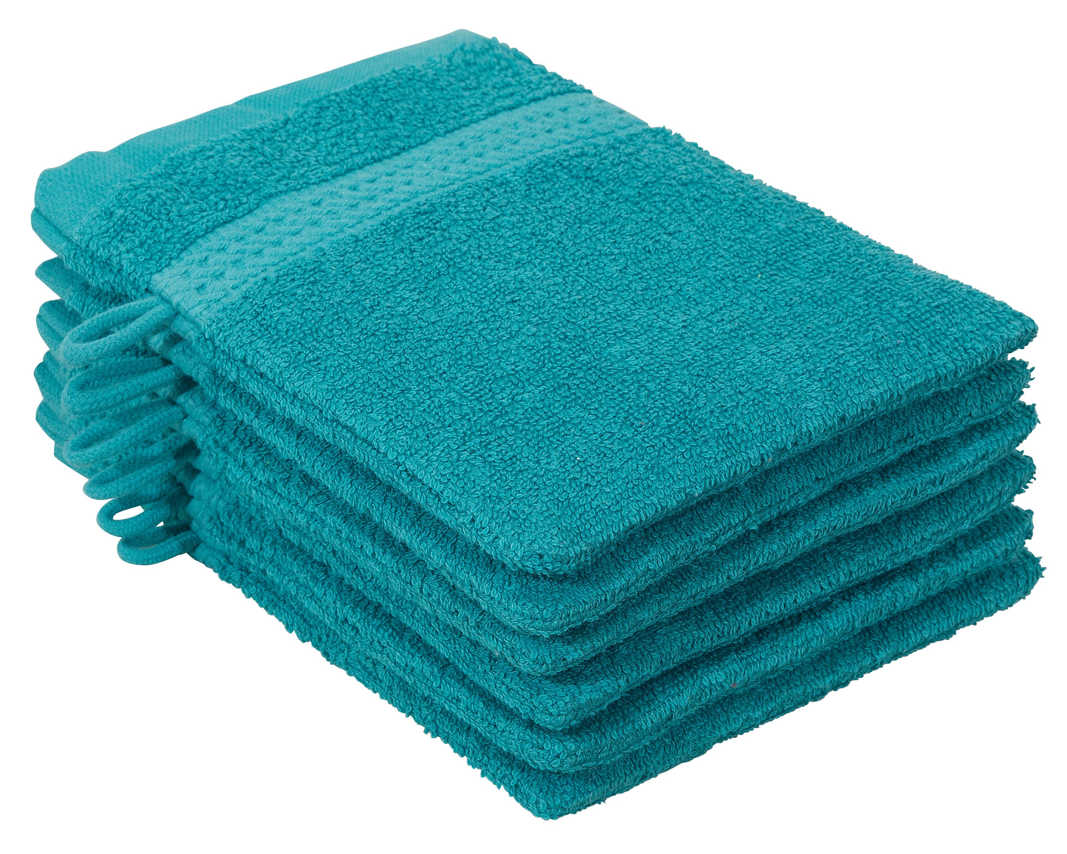 OTTO home Waschhandschuh Juna, 6 Waschhandschuhe 16x21, 100% Baumwolle, Set und als Serie, (6-St), Handtuch-Set, mit Bordüre, Handtücher in Uni-Farben, weich