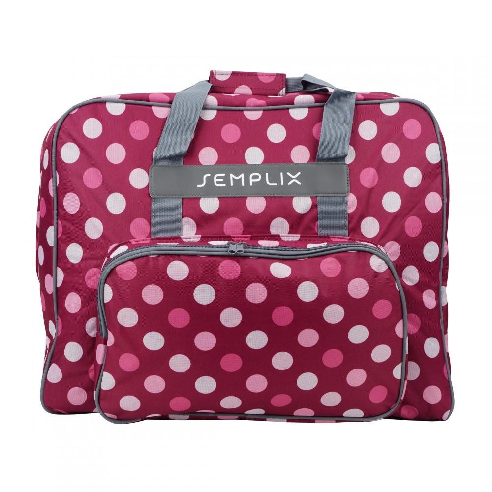 Semplix Nähmaschinentasche - XL Polka Dots beere/rosa Außenmaß: 52 x 42 x 27 cm