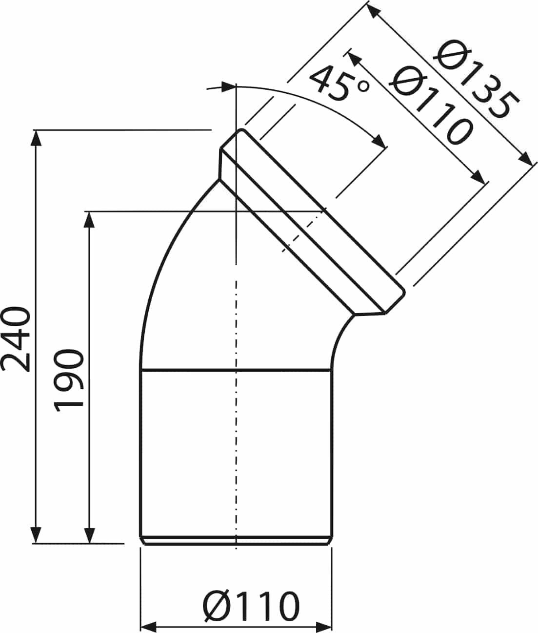 AlcaPlast WC-Anschlussbogen, AlcaPlast Universal WC Anschluß Rohr aus PP (Polypropylen)