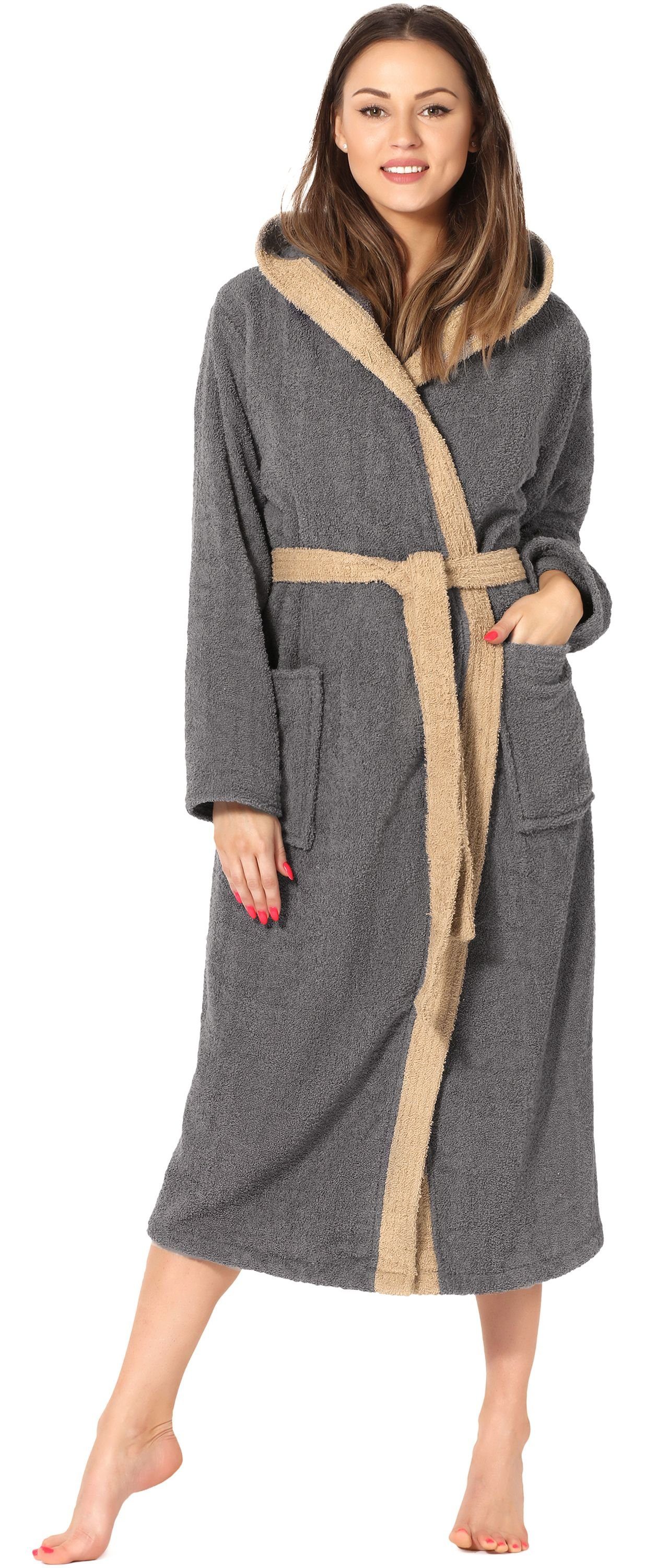 Ladeheid Bademantel Damen Frottee Bademantel aus 100% Baumwolle LA40-191, L günstig online kaufen