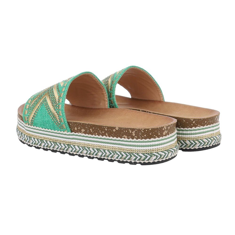 Ital-Design Bequeme Sommersandalen für stilbewusste Frauen Plateausandaletten (85698138) Flach Pantoletten in Grün