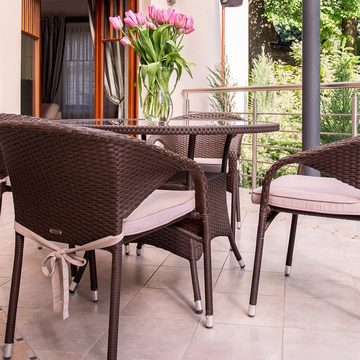 STILISTA Beistelltisch Gartentisch Balkontisch Loungetisch Kaffeetisch, Rund, Glas Tischplatte, Polyrattan, Modell- und Farbwahl