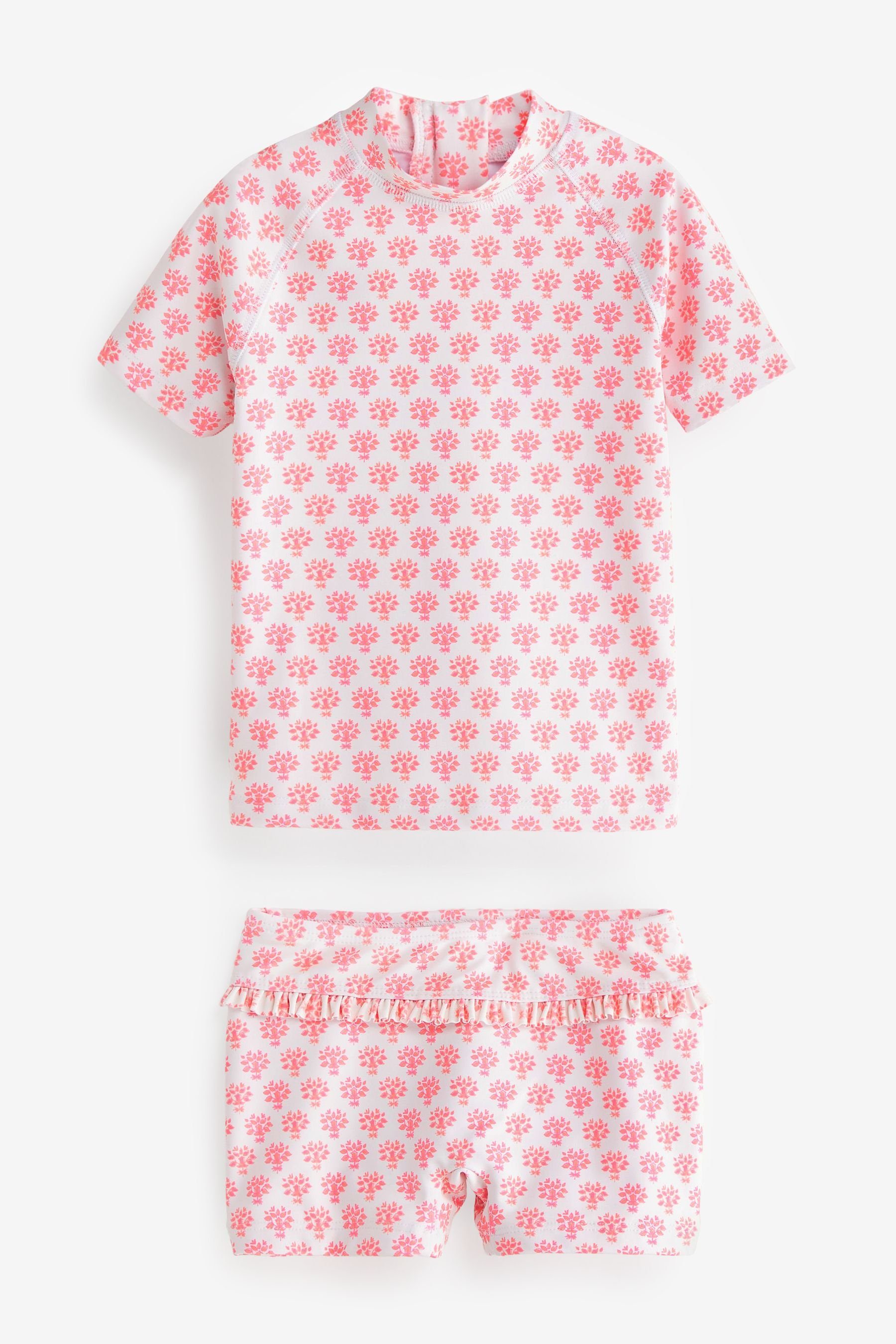 (2-St) Sonnenschutz-Badeset Fluro Pink/White 2-teiliger Next Badeanzug