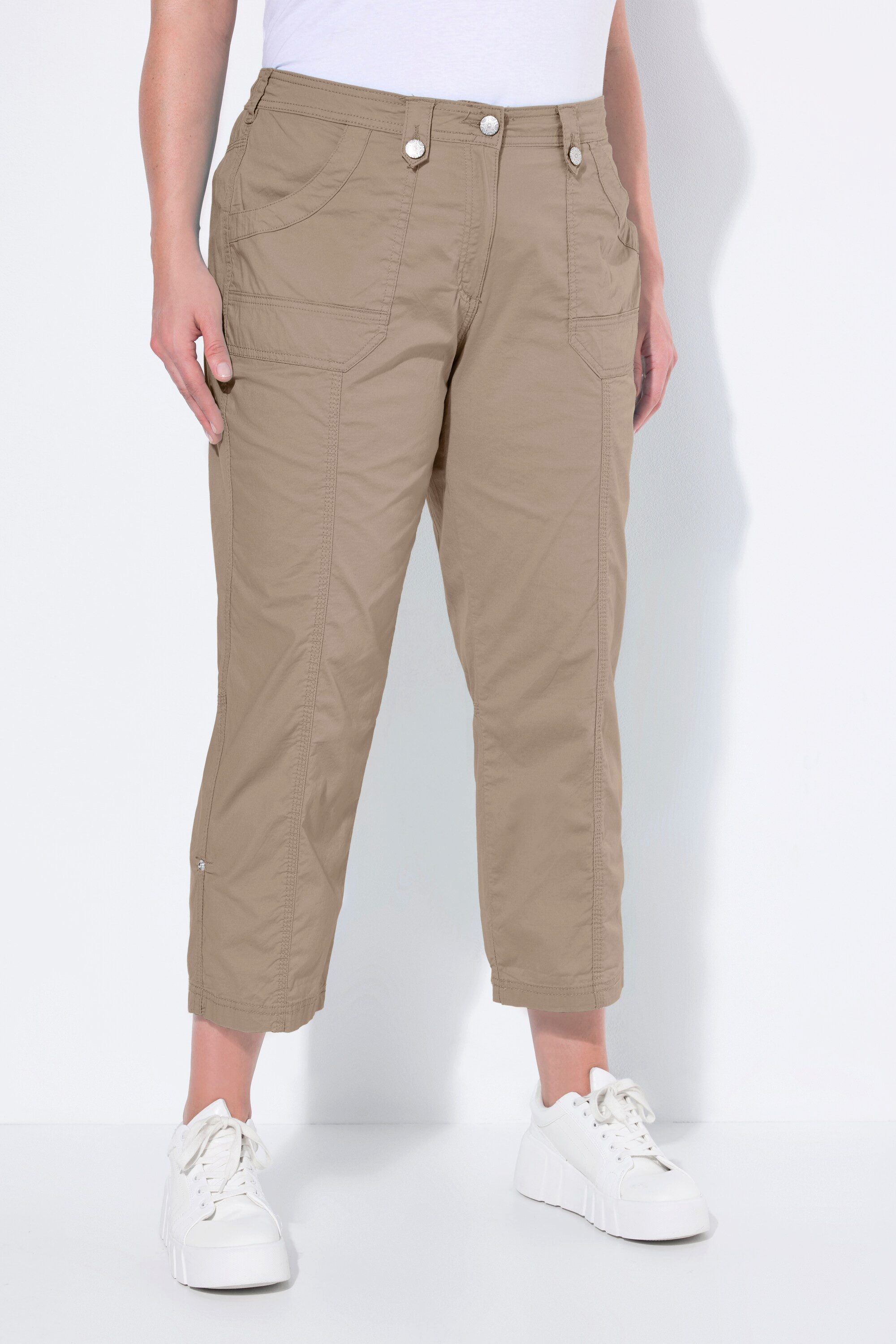 Ulla Popken Funktionshose 7/8-Cargohose Krempelriegel Komfortbund günstig online kaufen