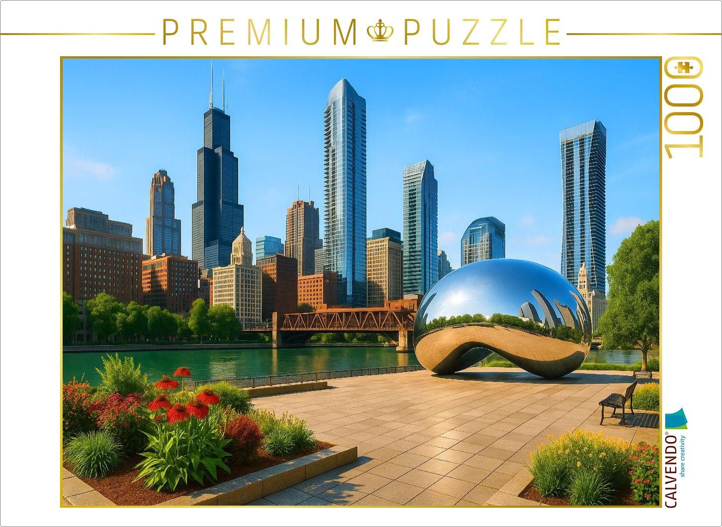 CALVENDO Puzzle CALVENDO Puzzle Chicago - USA - verschiedene Sehenswürdigkeiten kombin, 1000 Puzzleteile