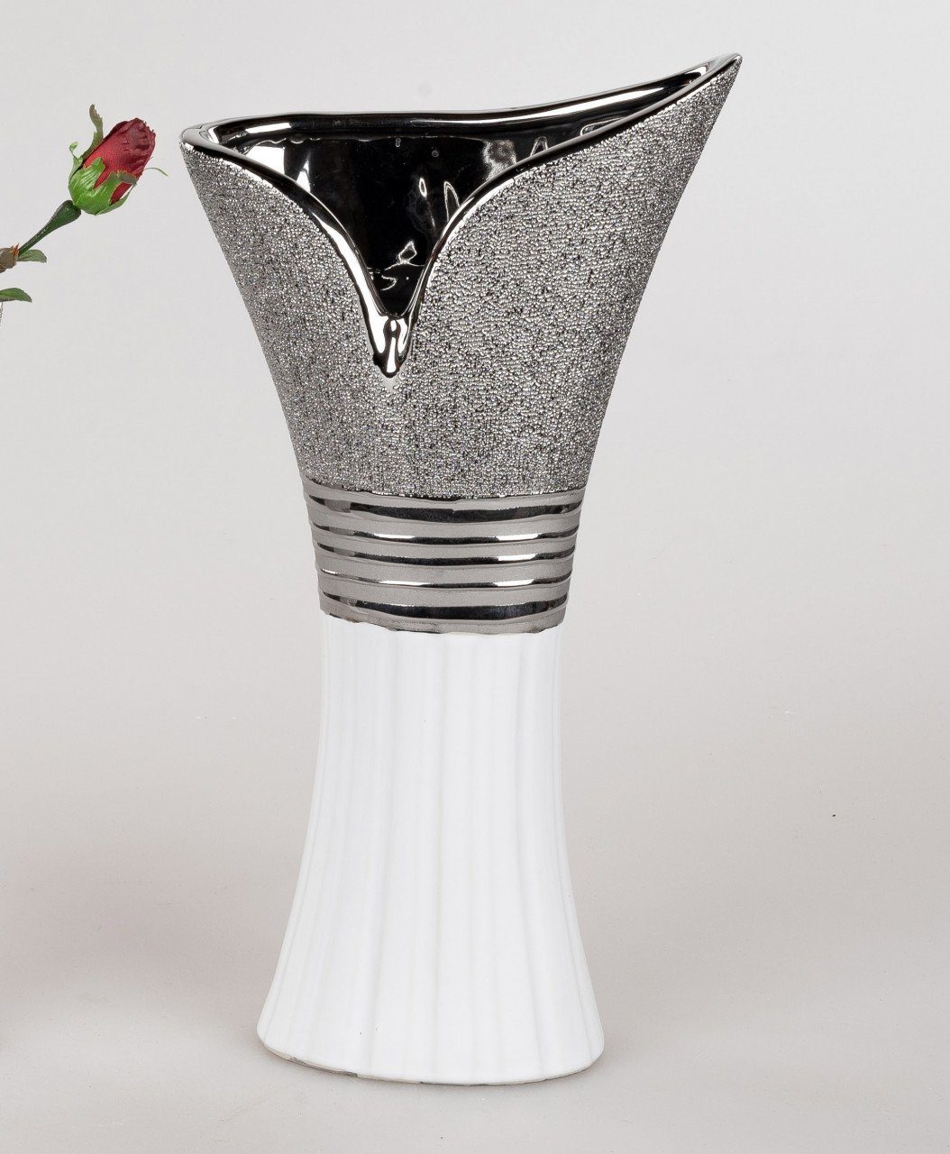 formano Dekovase White Silver, Silber B:21cm H:40cm Keramik