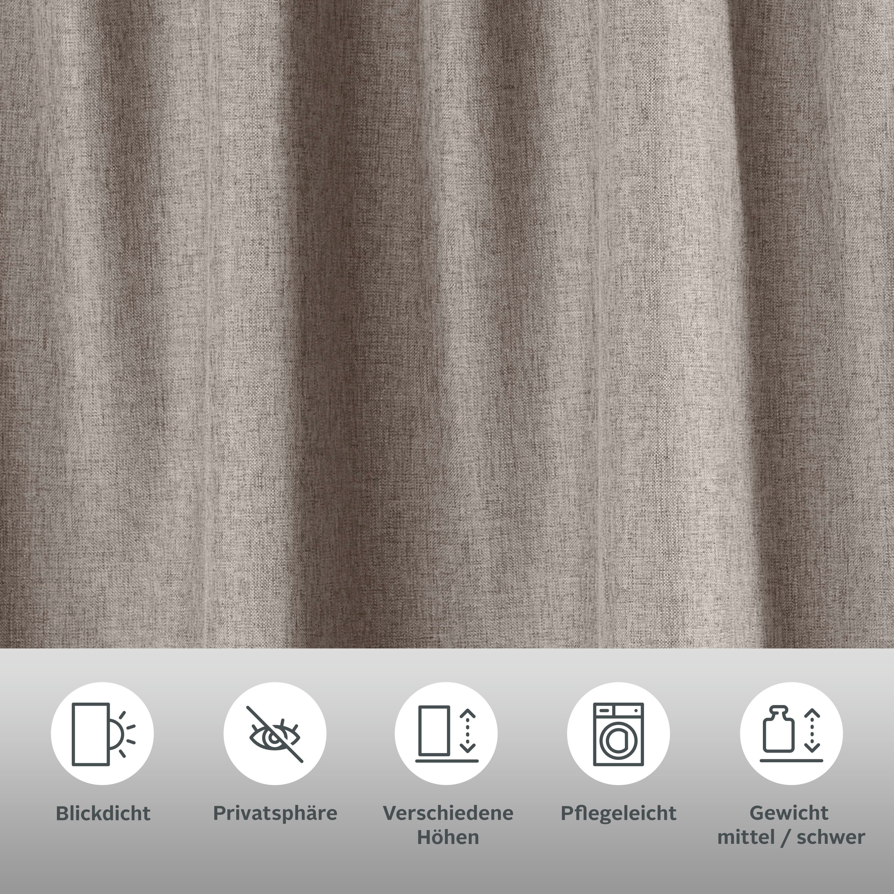 OTTO home Vorhang Elkær (1 St), Multifunktionsband, blickdicht, Thermo, mit Multifunktionsband