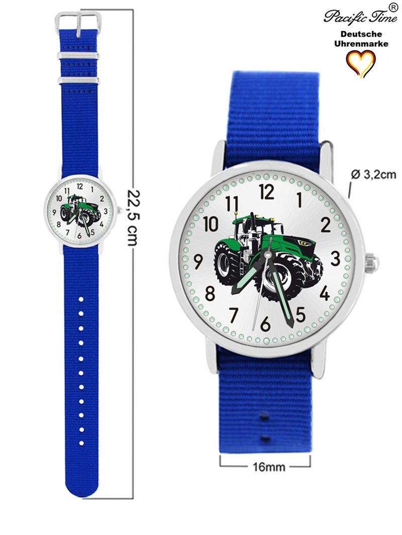 Design Kinder royalblau Quarzuhr Traktor Time Pacific und Armbanduhr Mix Gratis - Wechselarmband, Match Versand grün