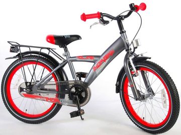 Volare Kinderfahrrad 18 ZOLL Kinder Jungen Fahrrad Kinderfahrrad Jungenfahrrad Kinderrad Jungenrad Bike Rad Rücktritt Rücktrittbremse Volare Thombike Grau Rot 81818, Rücktritt, Gepäckträger, Seitenständer