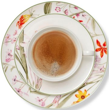 Ritzenhoff & Breker Kaffeeservice Flora (18-tlg), 6 Personen, Porzellan, Geschirr-Set, Blüten/Blättermotiv