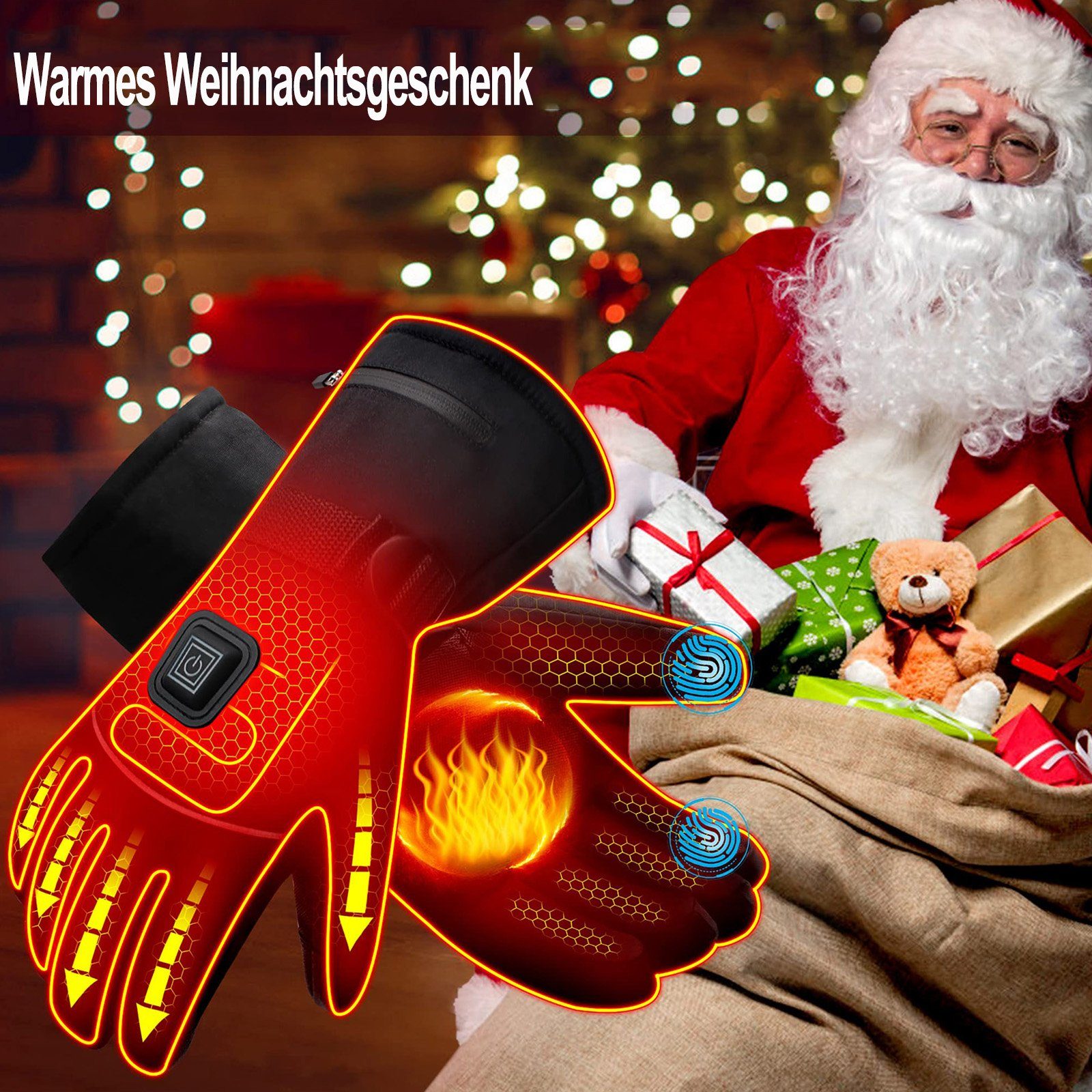 Beheizte Handschuhe Winddichte Qelus Motorradhandschuhe Schwarz Handschuhe Winter Batterie