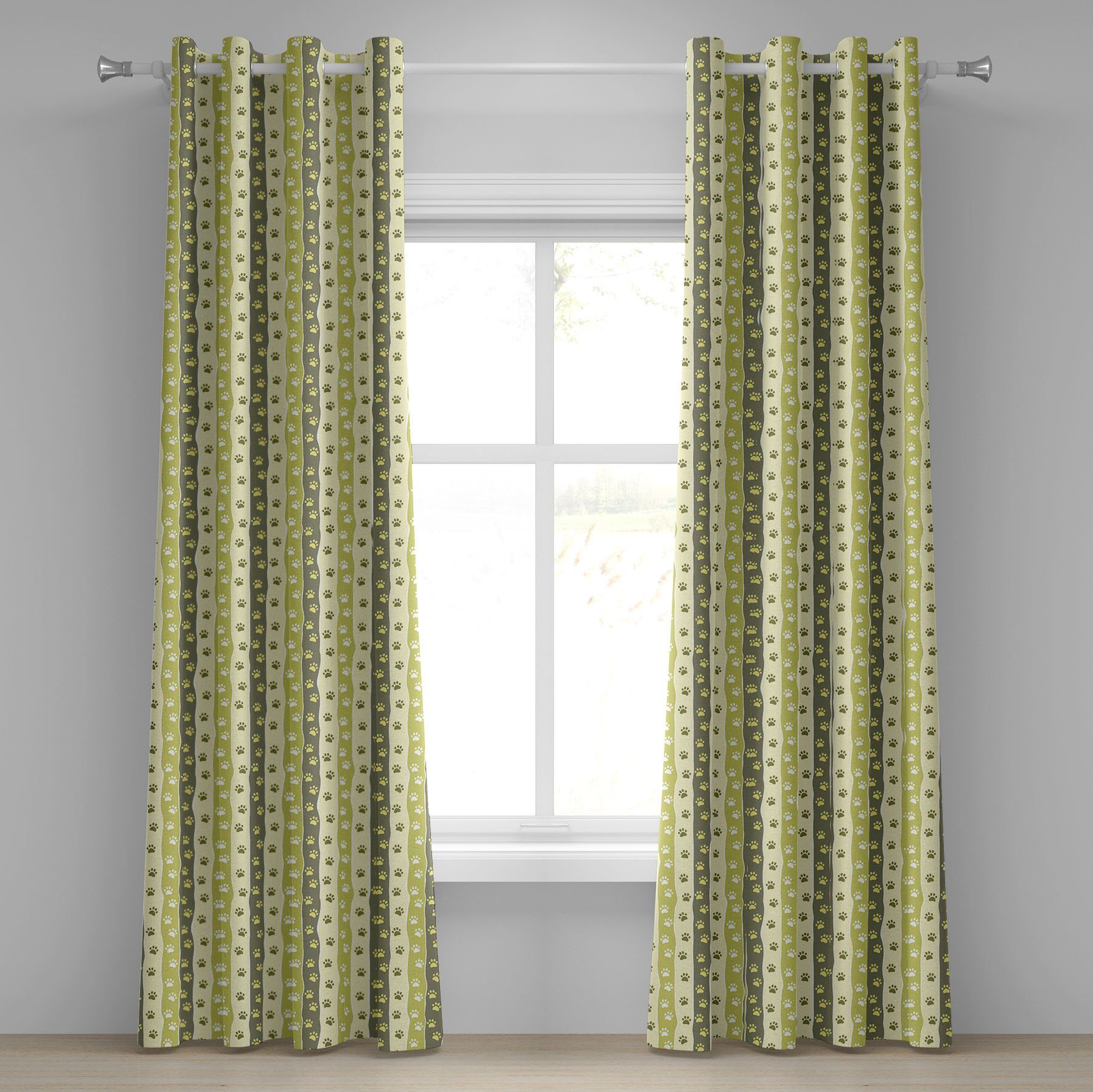 Gardine Dekorative 2-Panel-Fenstervorhänge für Schlafzimmer Wohnzimmer, Abakuhaus, Hundeliebhaber Vertikal Fuß-Druck | Fertiggardinen