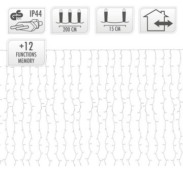 ECD Germany LED-Lichtervorhang LED Lichtervorhang 2m kaltweiß mit 240 LED aus PVC