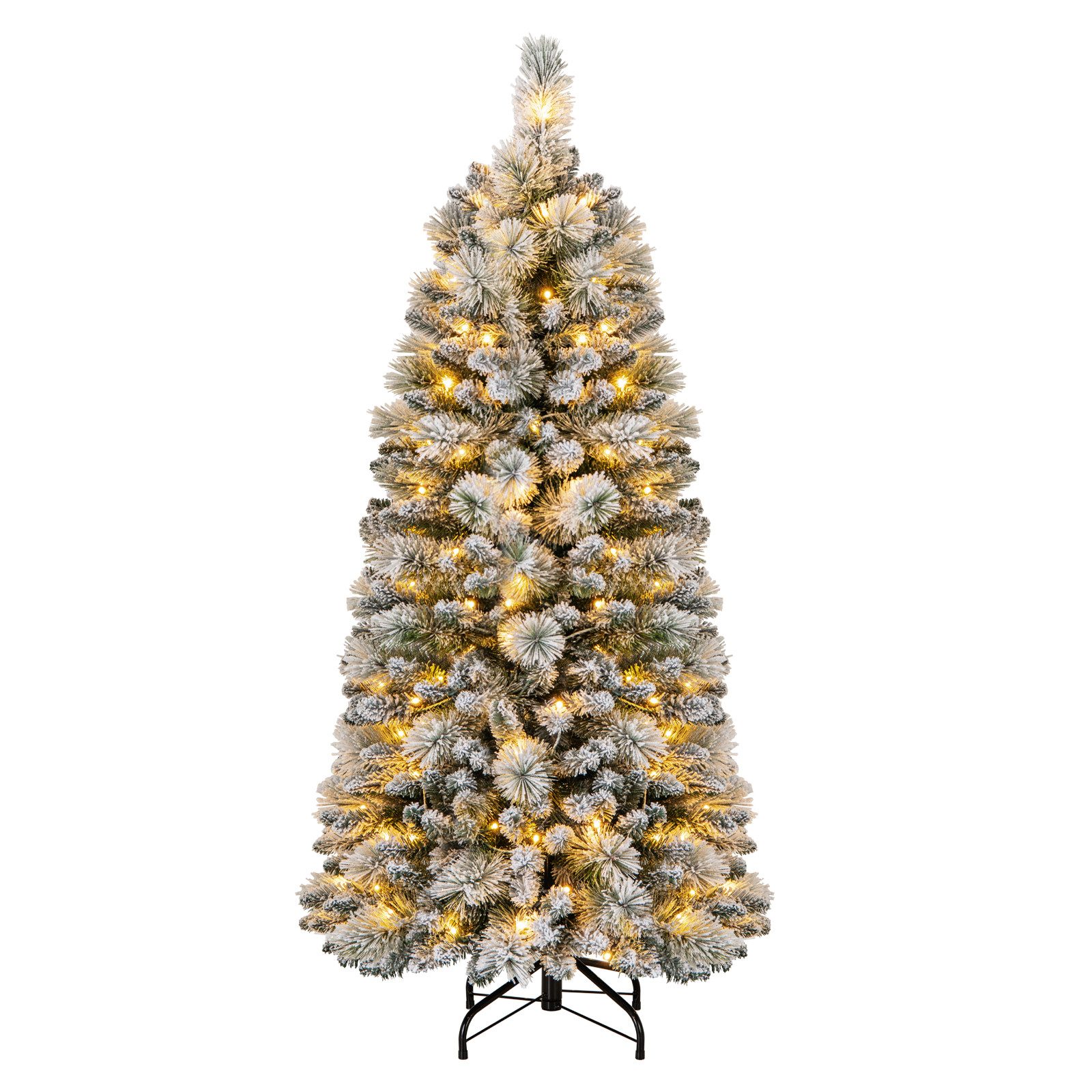 COSTWAY Künstlicher Weihnachtsbaum, 150cm 130 warmweiße LEDs 378 Zweigspitze