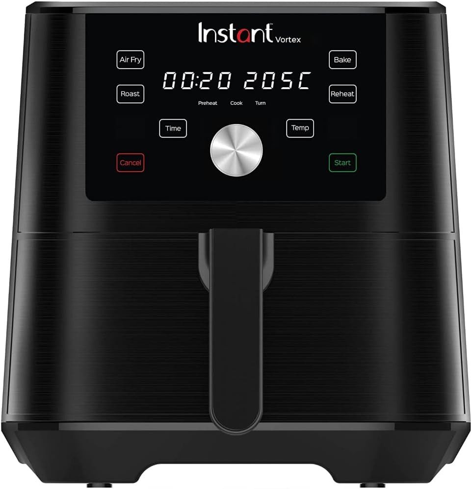 Instant Pot Heißluftfritteuse Vortex 6 Plus Airfryer 4in1 One-Touch-Programme Timer Antihaft schwarz, 1700 W, 4in1 Funktion: AirFryen, Rösten, Backen, Aufwärmen mit EvenCrisp™