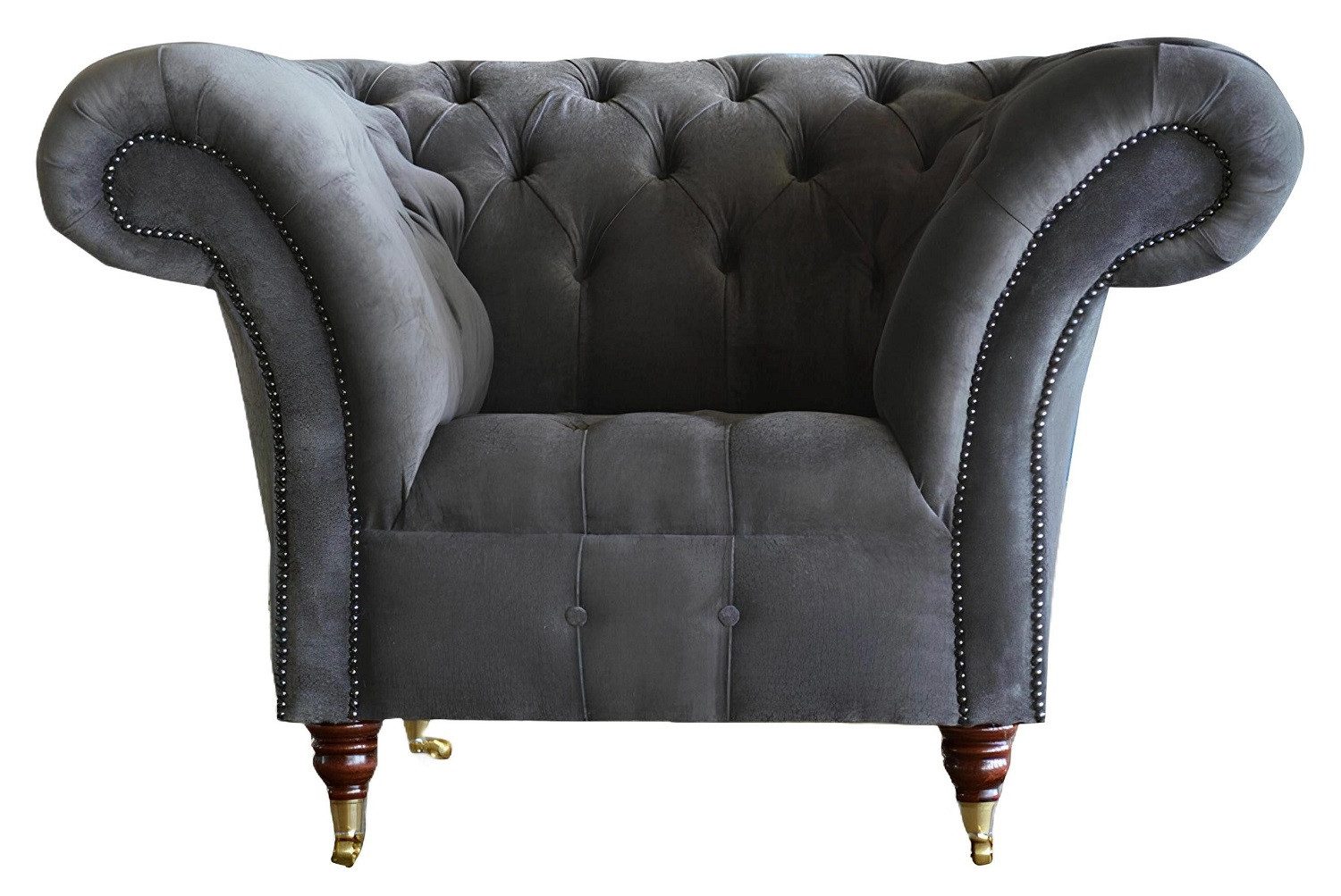 Xlmoebel Chesterfield-Sessel Luxuriöser grauer Chesterfield-Sessel für elegantes Wohnen (Sessel), Hergestellt in Europa