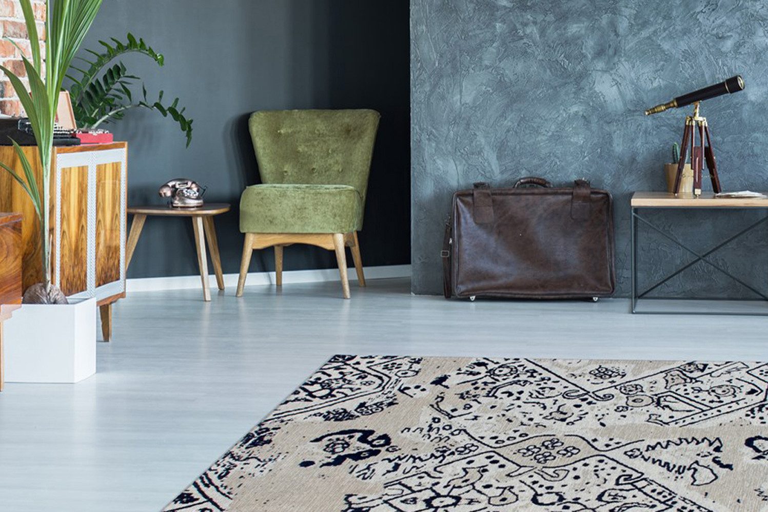 Kayoom Teppich River 120, rechteckig, Höhe: 10 mm, Jacquard, Retro- und Vintage-Design, Baumwollrücken