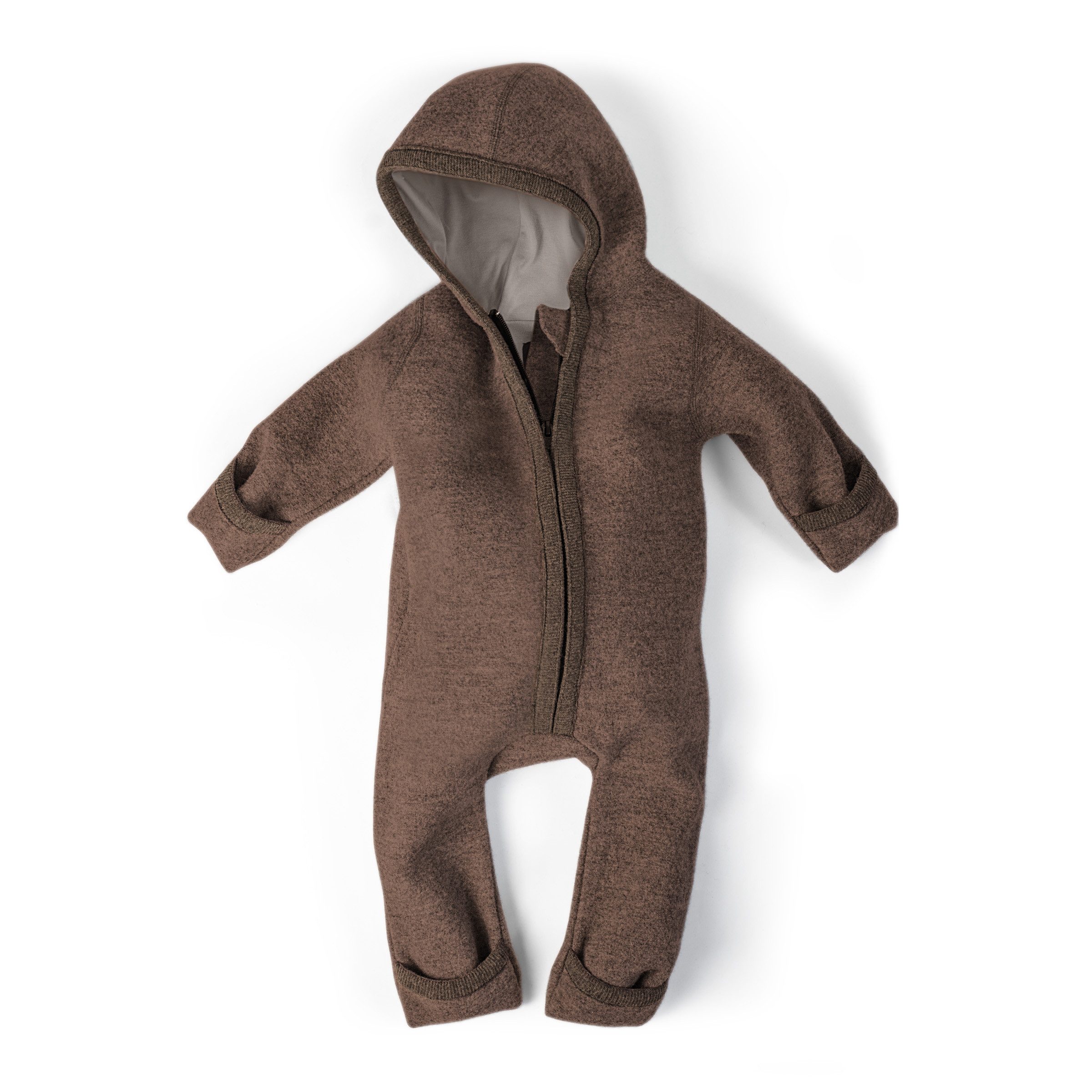 Ehrenkind Overall Walkoverall Baby aus Merino Schurwolle mit Reißverschluss (Taupe, Gr. 50-56) Wollwalk Overall Baby 50/56