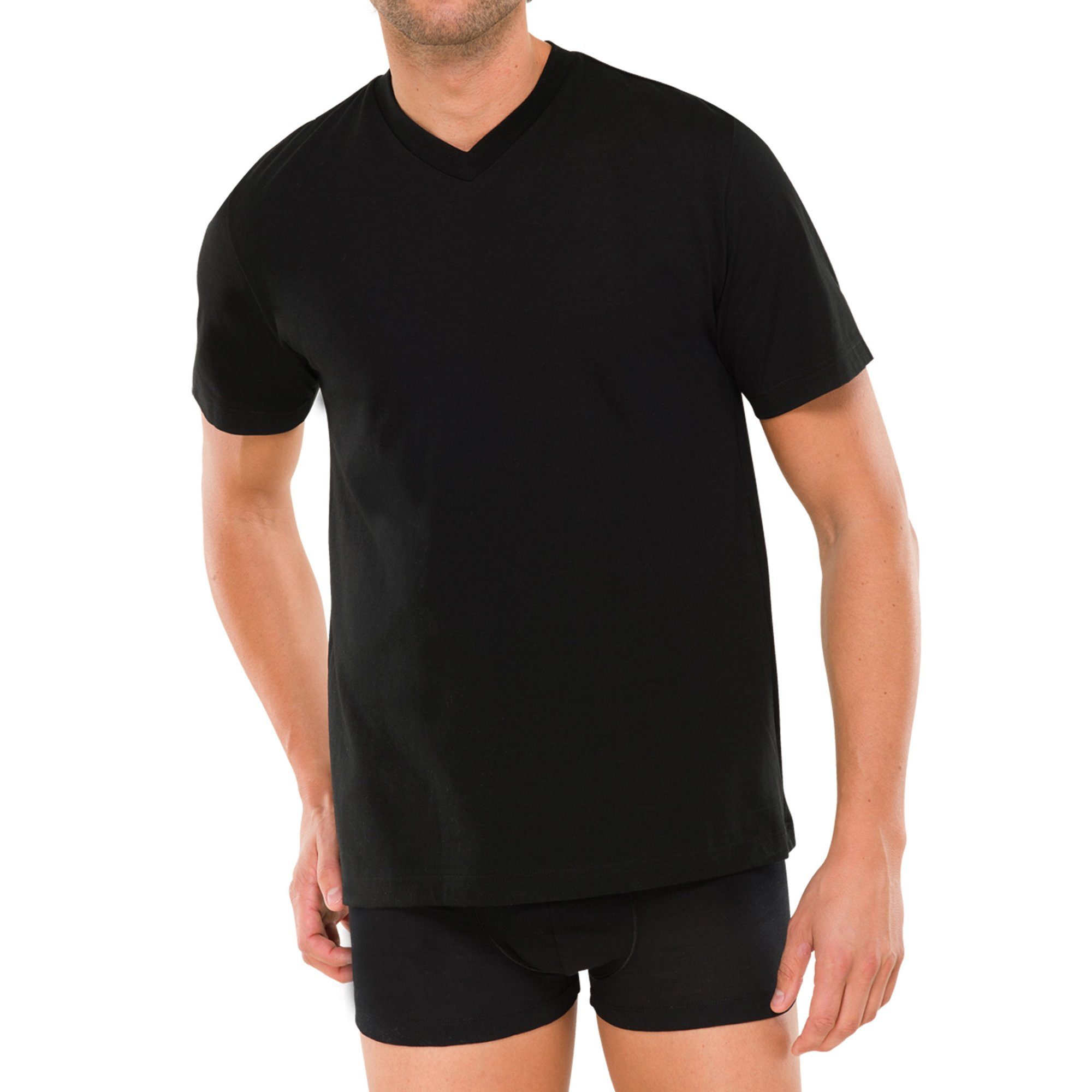 Schiesser T-Shirt Herren T-Shirt 4er Pack Baumwolle American T-Shirt (Packung, 4er Pack)