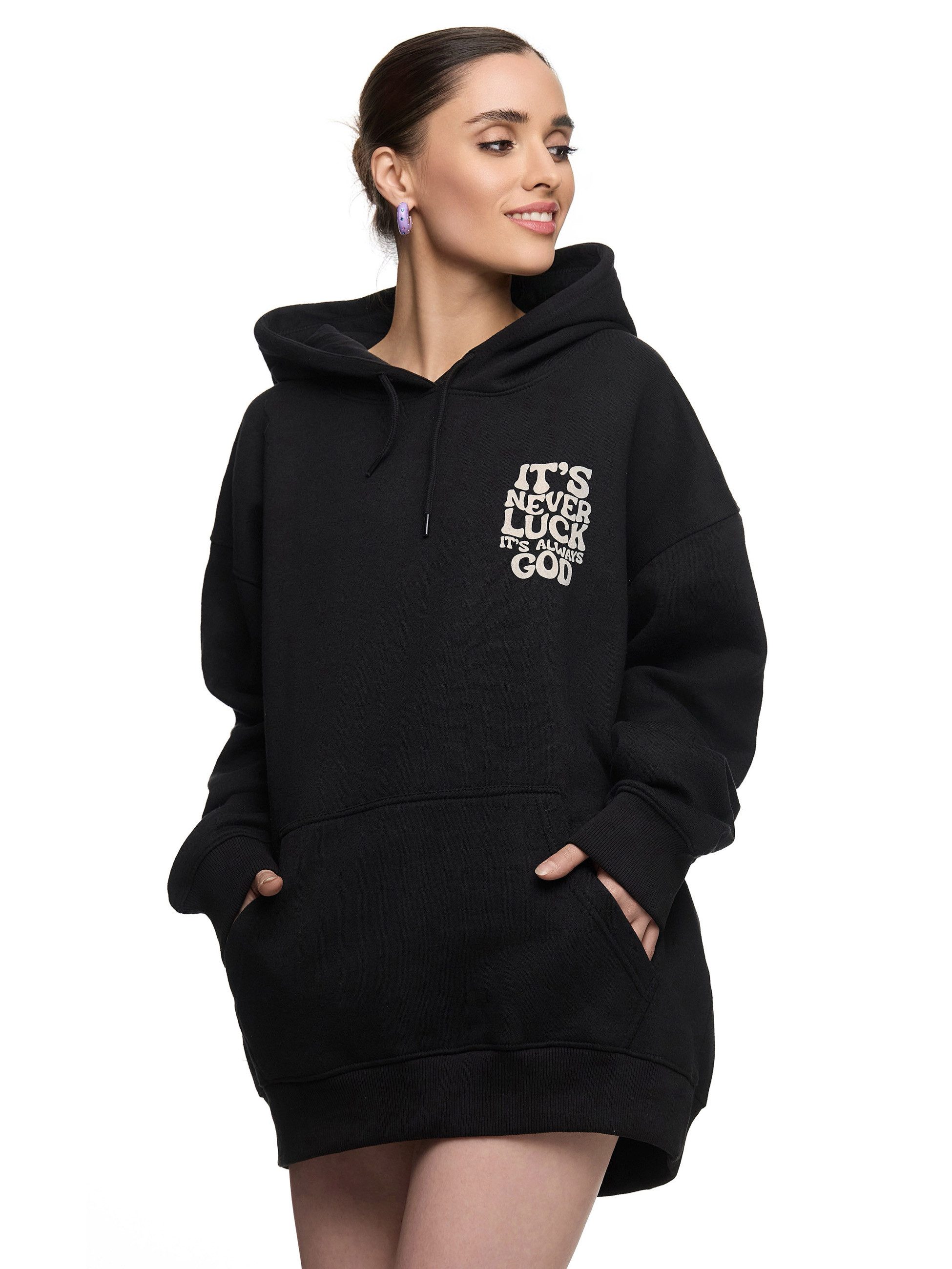 Worldclassca Hoodie Worldclassca Oversized "LUCK" Print Hoodie Kapuzenpullo günstig online kaufen