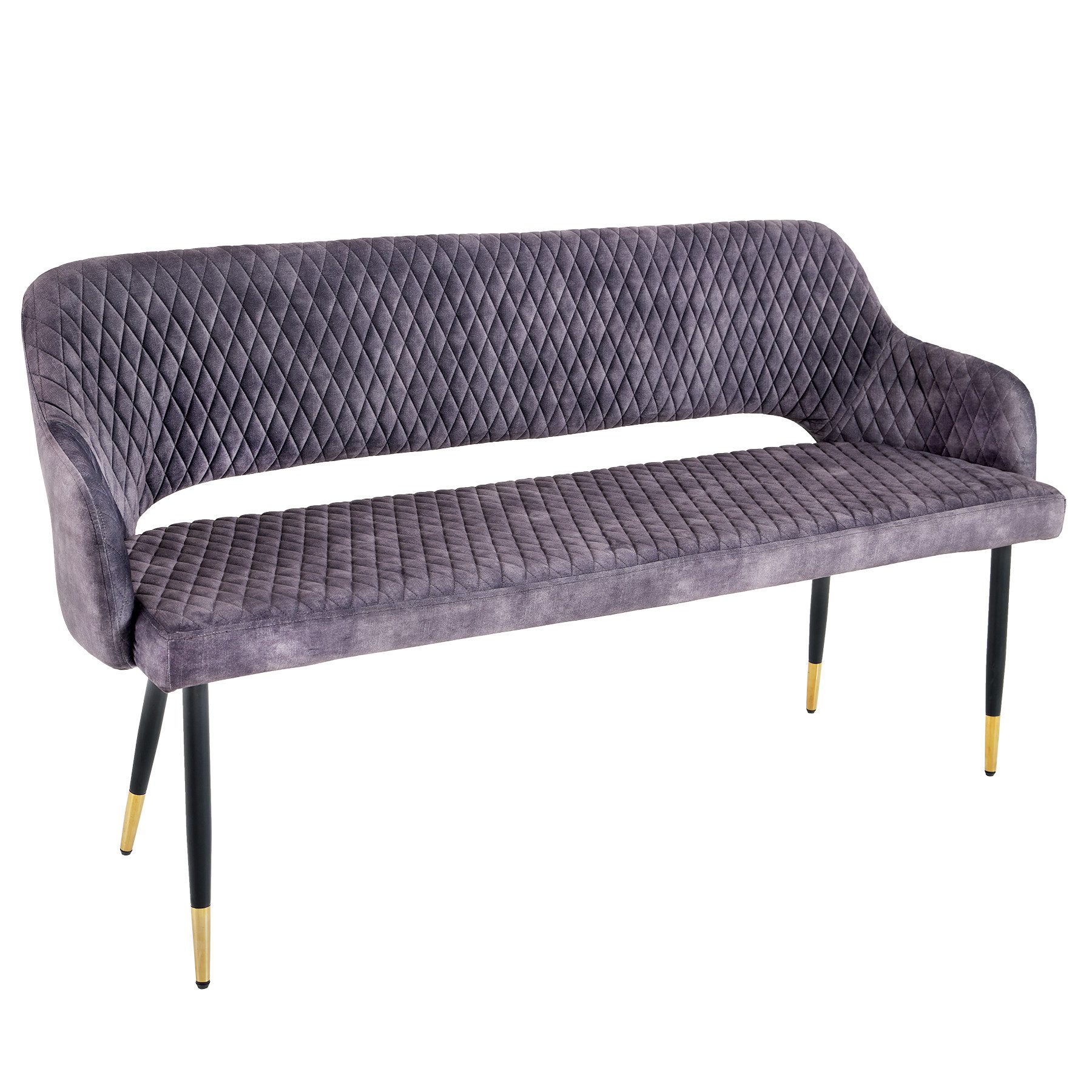 riess-ambiente Sitzbank PARIS 160cm grau / schwarz (Einzelartikel, 1-St), Esszimmer · Samt · Metall · Rückenlehne · Schlafzimmer · Retro Design