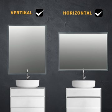 PUCHIKA Badspiegel (LED Badezimmerspiegel, Wandspiegel mit Beleuchtung), 50x70cm mit 3 Lichtfarben
