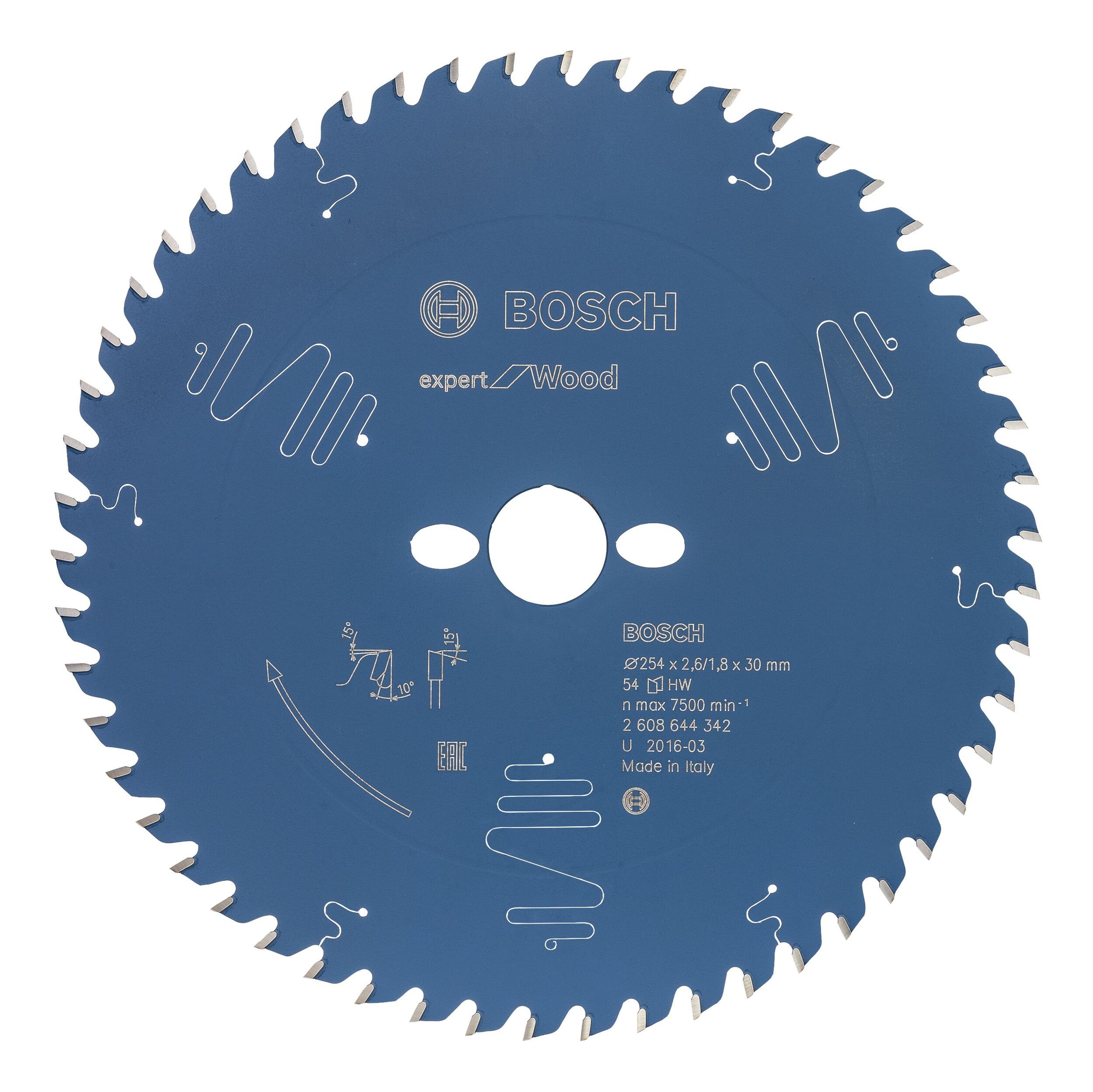 BOSCH Kreissägeblatt, For Wood, 254 x 30 x 2,6 mm, 54 Zähne