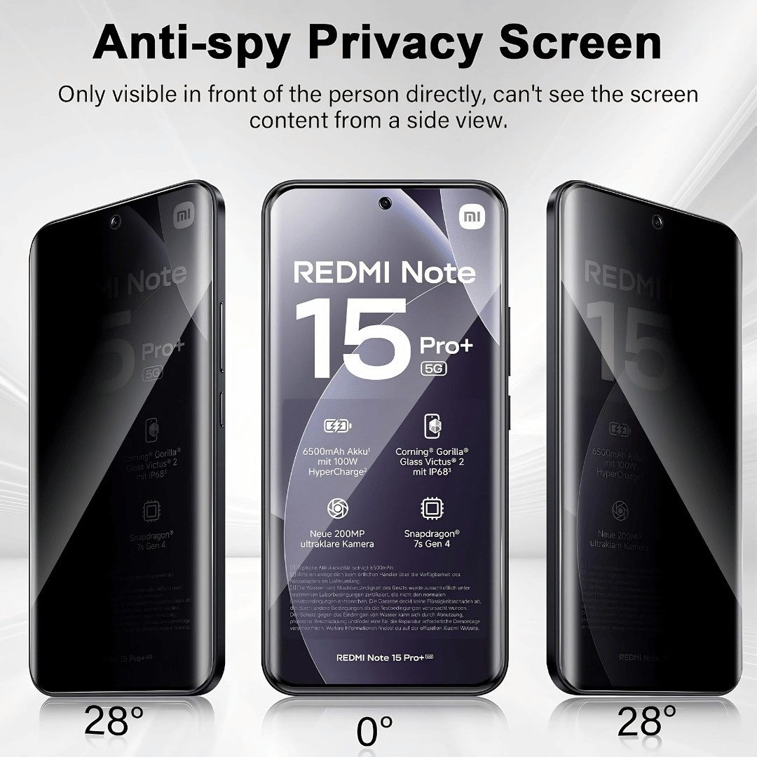 SmartUP Displayschutzglas für Xiaomi Redmi Note 15 Pro Plus Display AntiSpy Privacy Blickschutz für Xiaomi Redmi Note 15 Pro Plus, Blickschutz, Anti-Spy – Bild 5 von 5