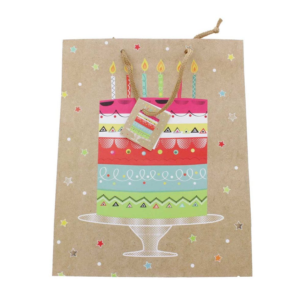 MICA Geschenkbox Geschenktasche Geburtstagstorte - ca. 26 x 12,5 x 32 cm