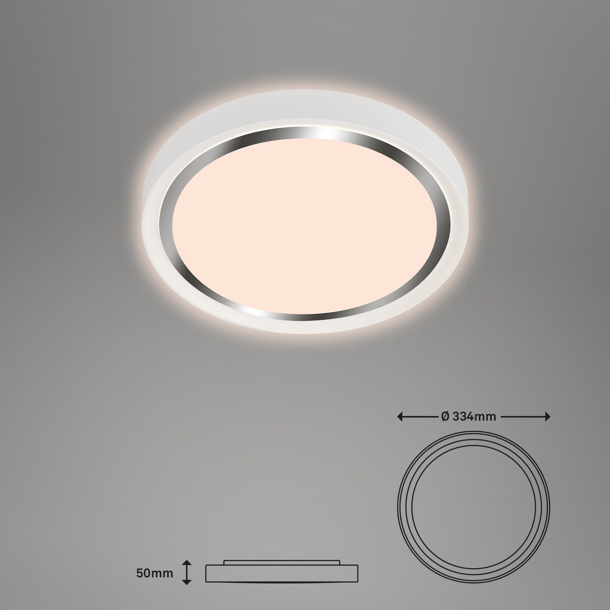 33,4 LED Briloner Warmweiß, Backlighteffekt, cm 3438-016, LED verbaut, IP20, fest weiß, inkl. Deckenleuchte Leuchten