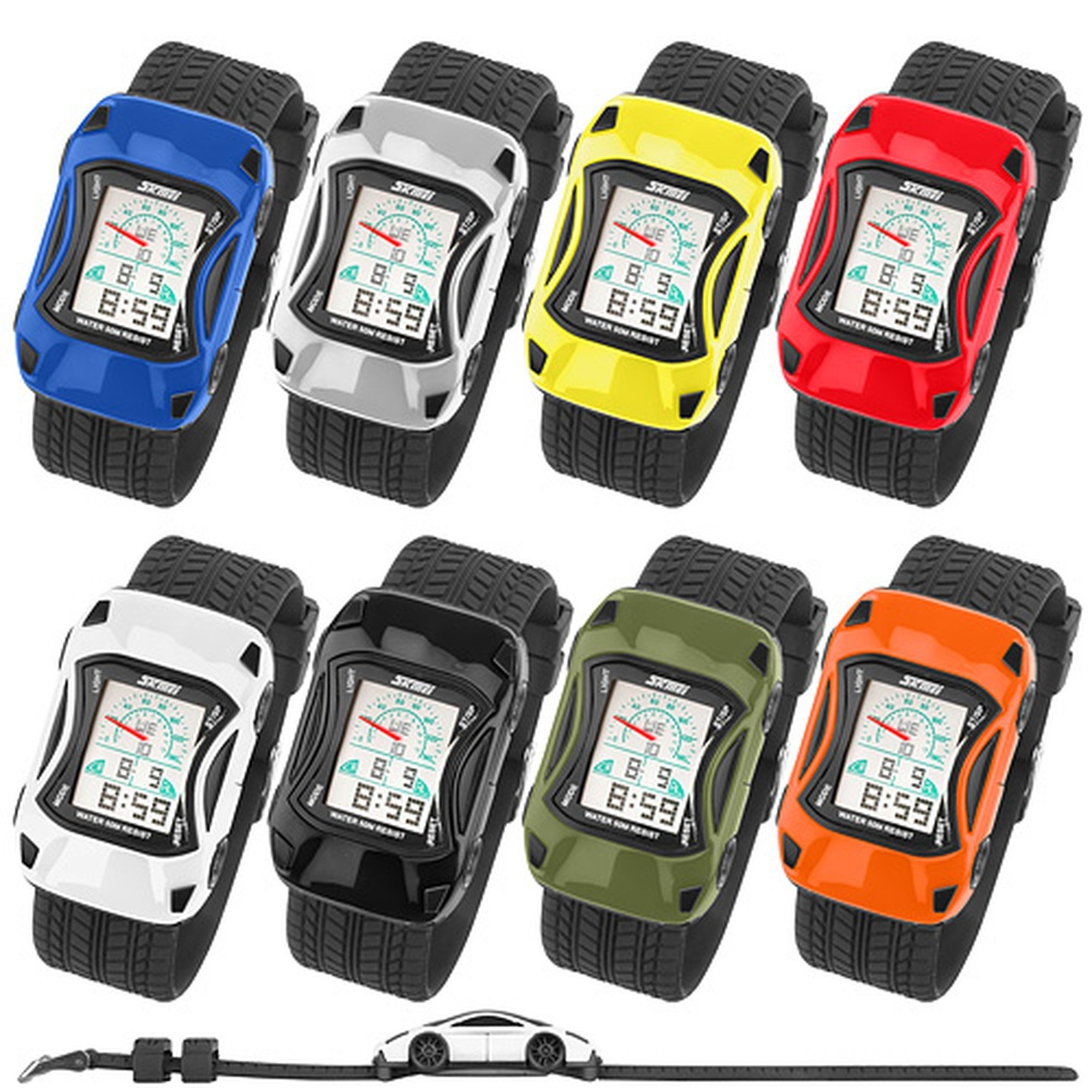 Taffstyle Quarzuhr Kinder Armbanduhr Silikon Auto Digital Alarm Uhr, Jungen Quartz Stoppuhr Sportuhr Kinderuhr Farbige Lernuhr Silikonuhr