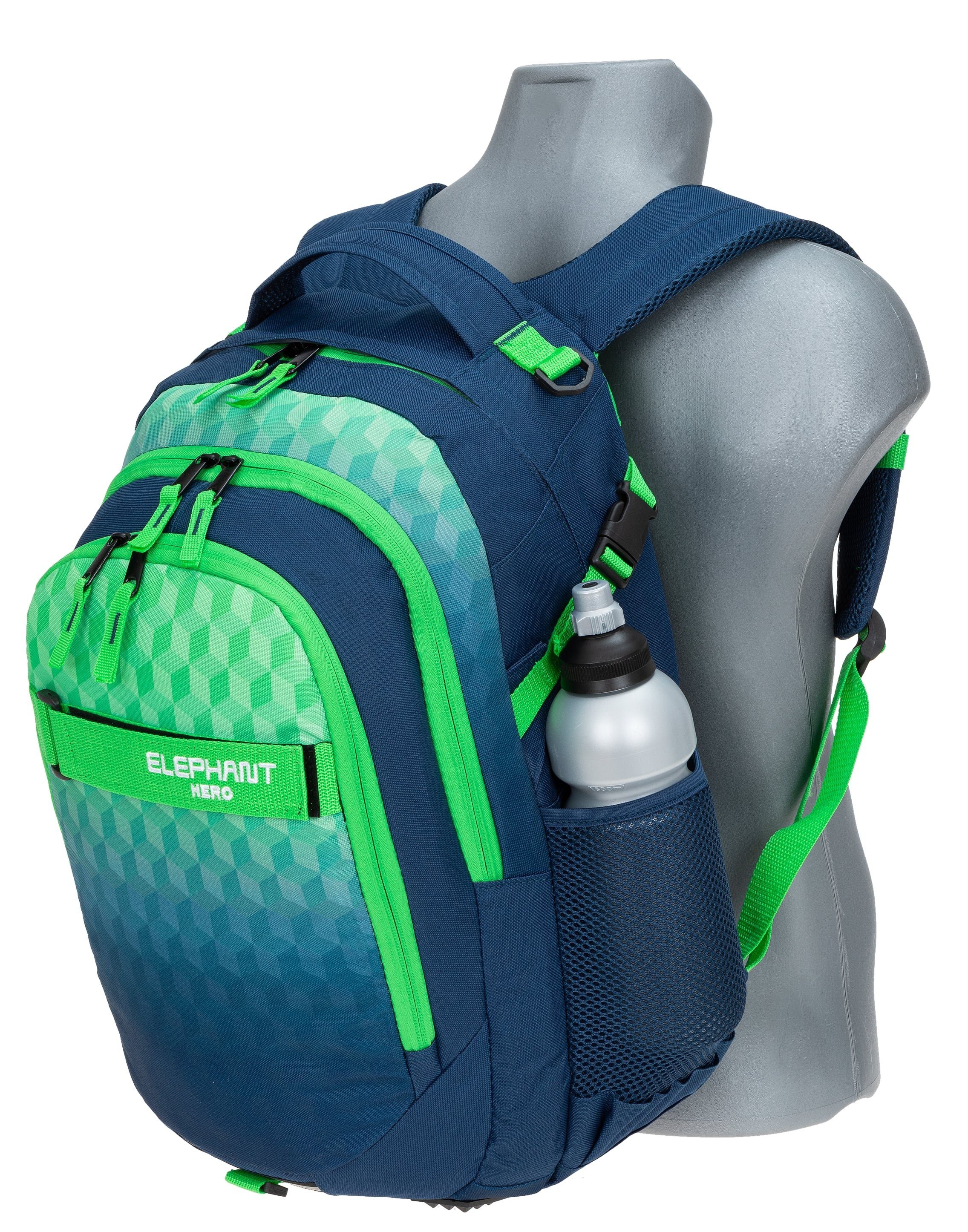 ELEPHANT Schulrucksack Hero Signature Schultasche (2 Teile Set), Rucksack + Mäppchen Box