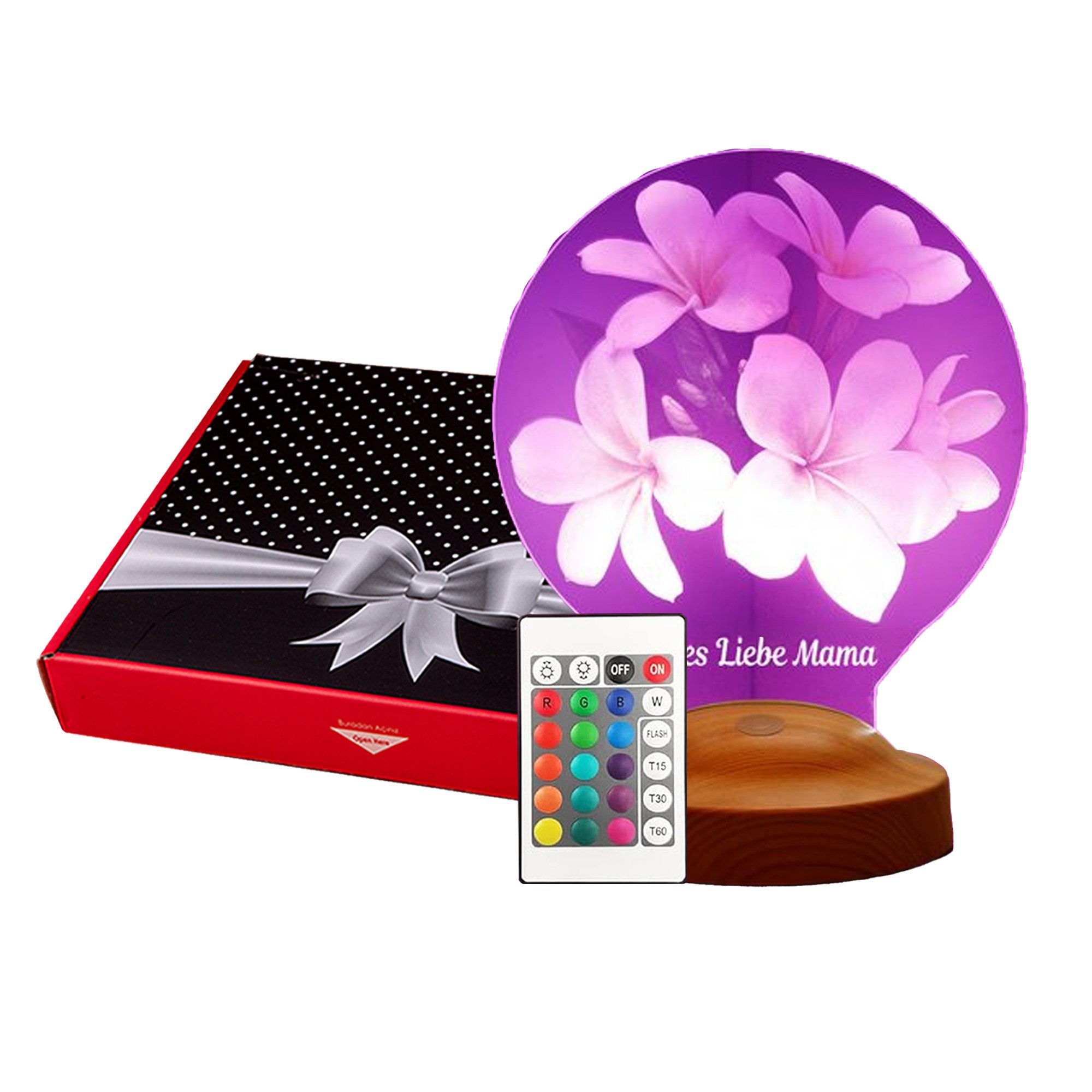 Geschenkelampe LED Nachttischlampe Plumeria Blumen Personalisierte günstig online kaufen
