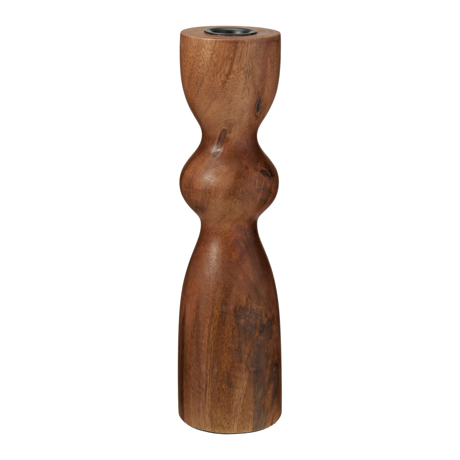 HAC24 Kerzenständer Walnuss Kerzenhalter Holzkerzenständer Stabkerzenhalter Kerzenleuchter (2 St), 25 cm