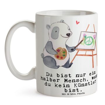 Mr. & Mrs. Panda Tasse Künstler Herz - Weiß - Geschenk, Kunstschule, Geschenk Tasse, Schenke, Keramik, Herzberührende Designs