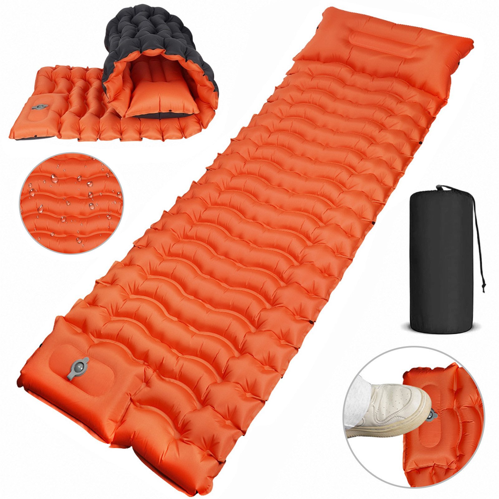 AKKEE Isomatte Outdoor Camping Schlafmatte Aufblasbar Sleeping Pad 190 x 70 x 10 cm, selbstaufblasend