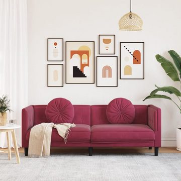 vidaXL Sofa Sofa mit Kissen 3-Sitzer Weinrot Samt