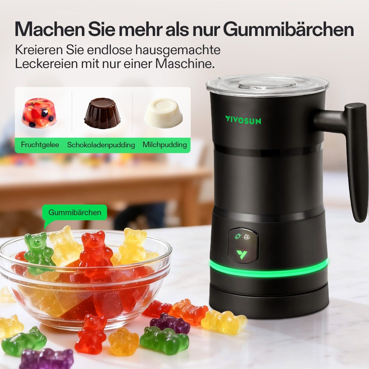 VIVOSUN Küchenmaschine Süßigkeitenmaschine, 400 W, 0,4 l Schüssel, für Gummibärchen und Gelees