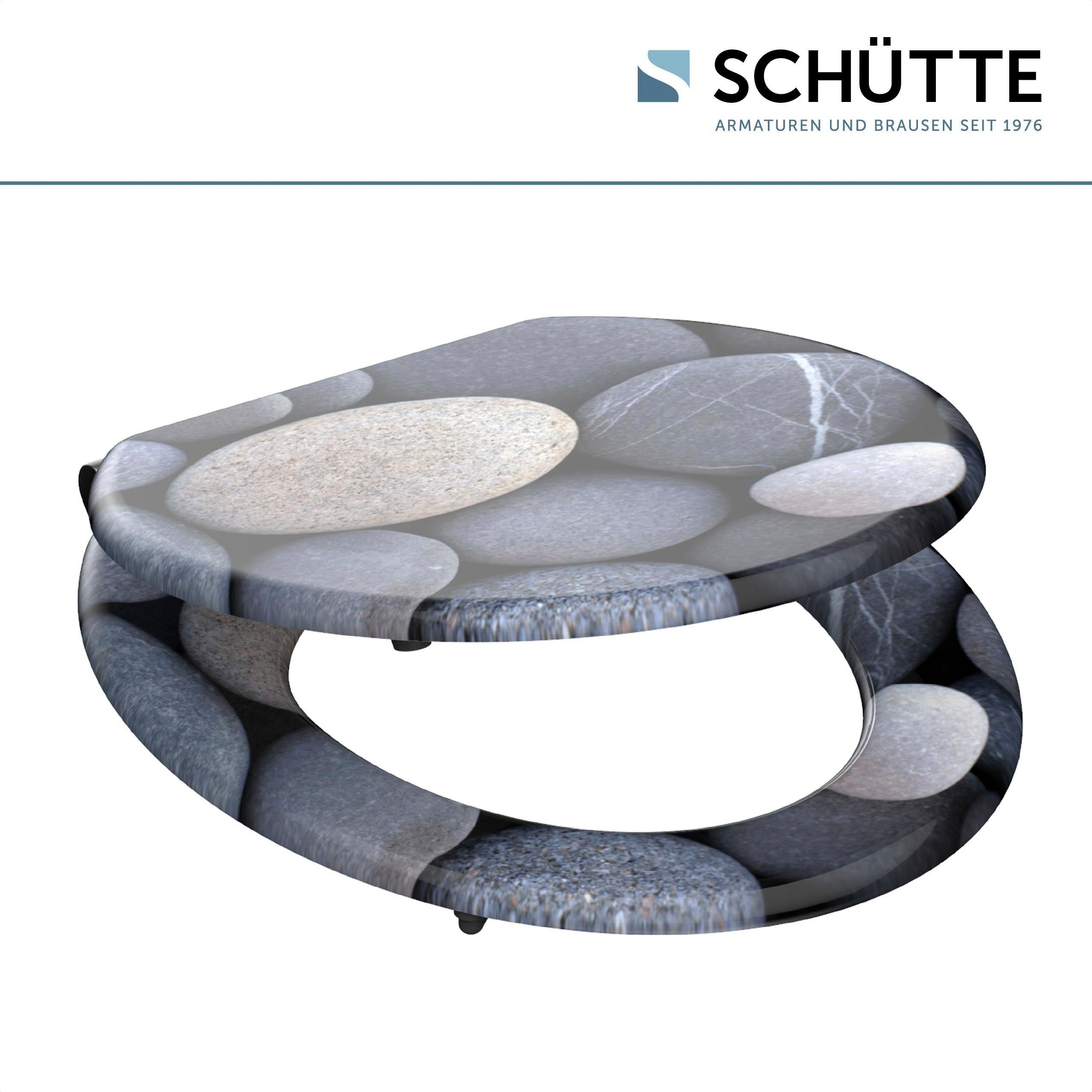 Schütte WC-Sitz GREY STONES, mit Absenkautomatik und Holzkern, MDF