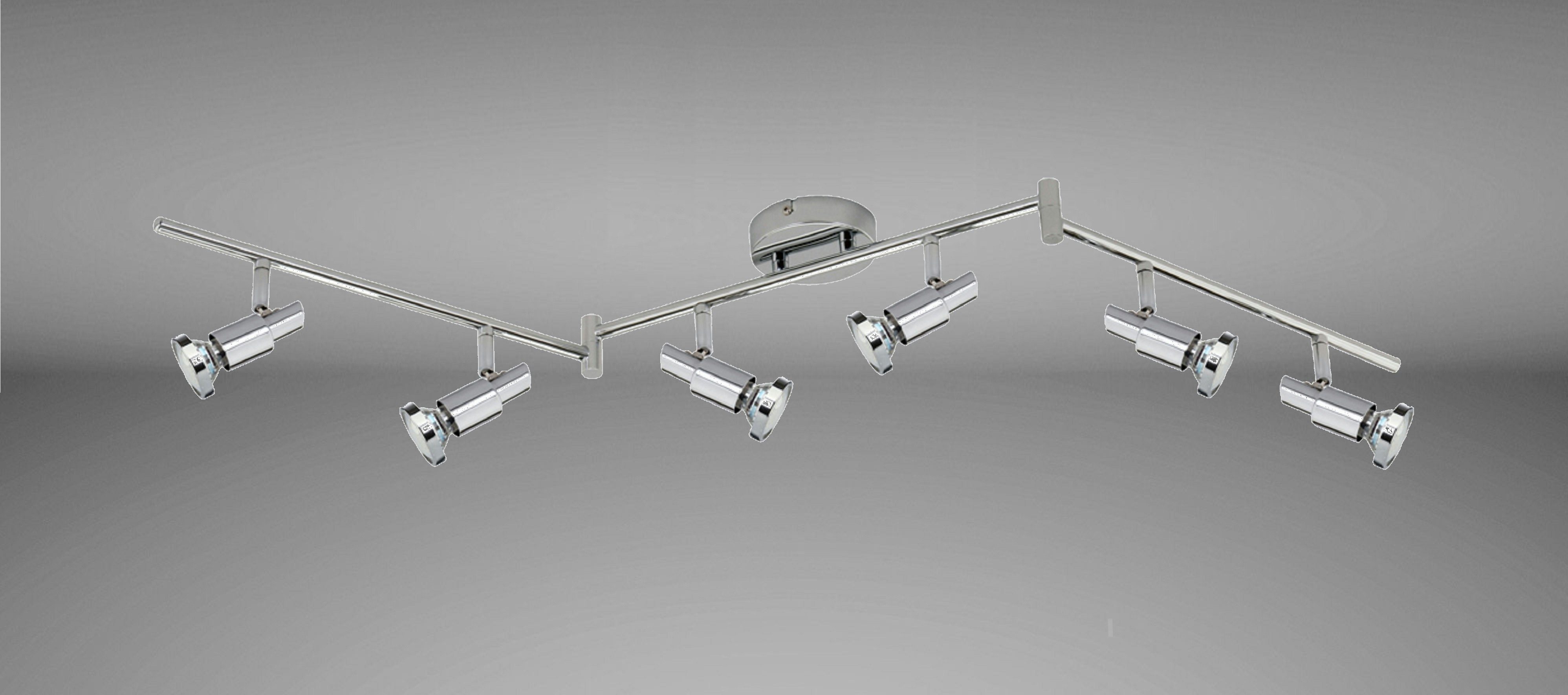TRANGO LED Deckenspots, 3 Stufen dimmbar, 6-flammig 2991-68SD LED Deckenleuchte *OSCAR* in Chrom-Optik inkl. 6x 5 W 3-Stufen dimmbaren GU10 LED Leuchtmittel I Deckenlampe I Deckenstrahler I Deckenspots, Wohnzimmer Lampe schwenkbar und drehbar
