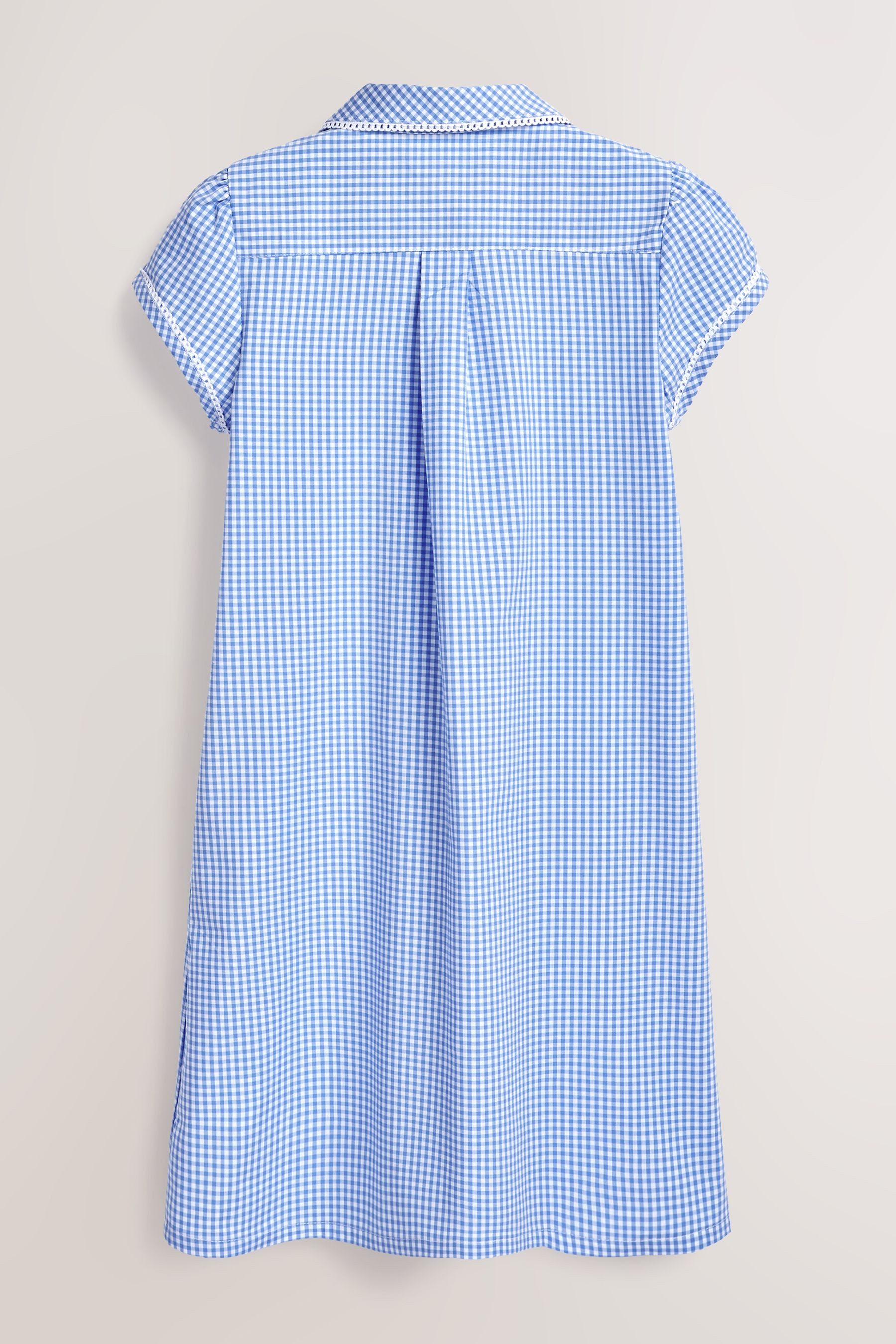 Next Karokleid Kleid mit Vichykaros, Knopfleiste + Spitzenbesatz (1-tlg)