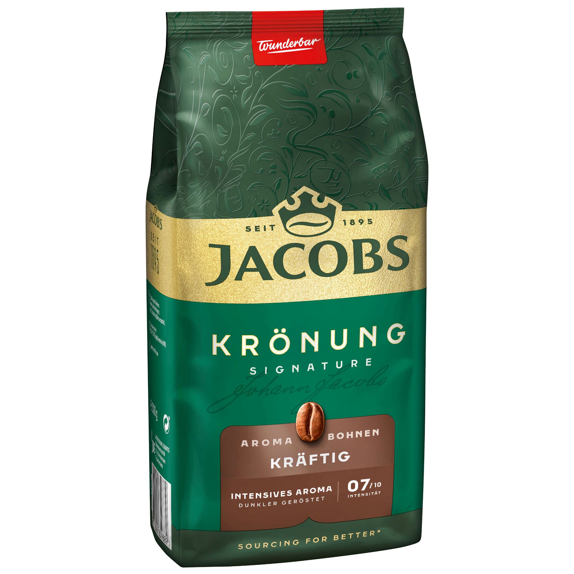 JACOBS Kaffee Kaffeebohnen Krönung Aroma-Bohne kräftig 12 x 500g = 6 kg ganze Bohnen, (Packung, 12er Pack)