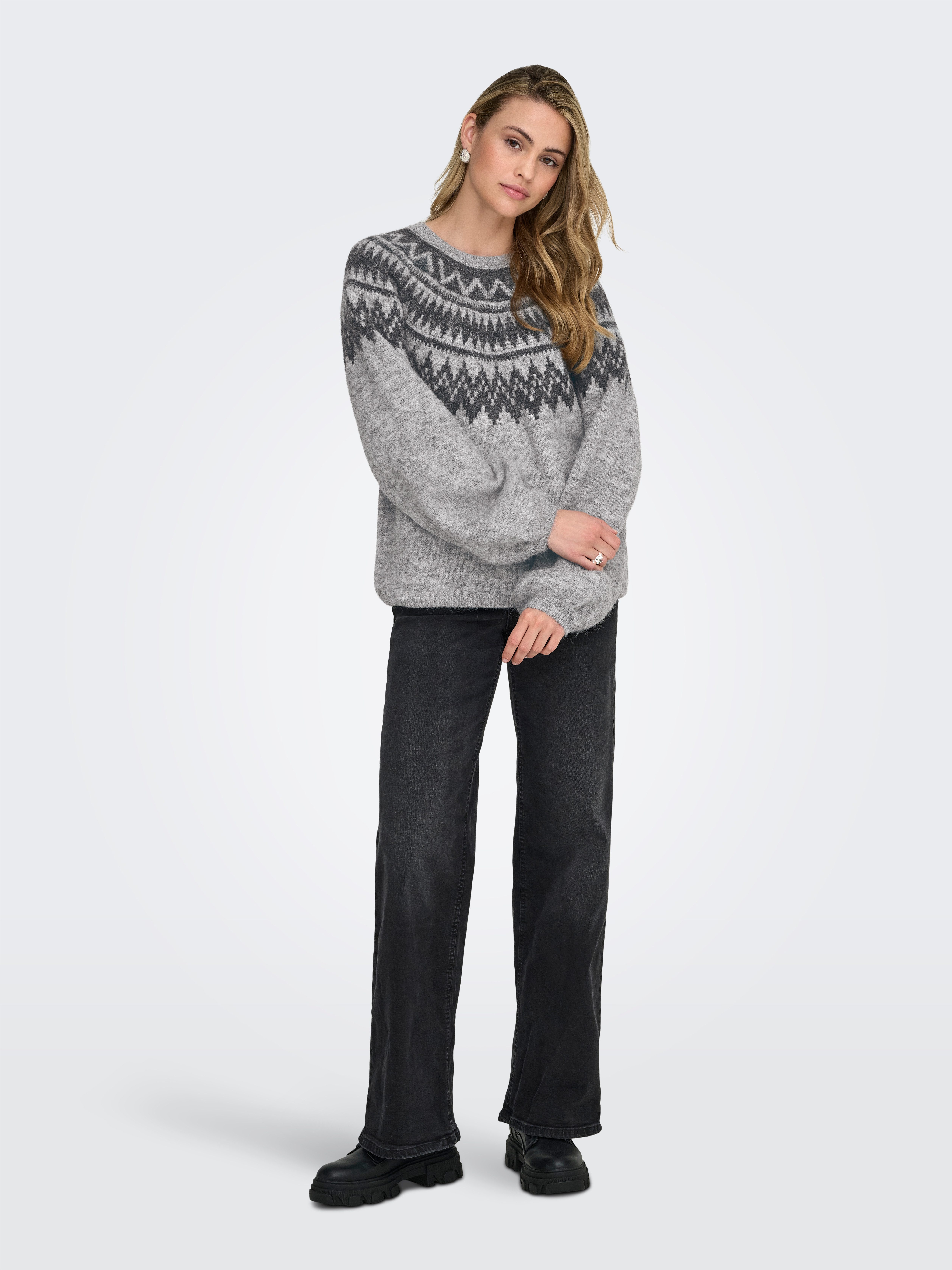 ONLY Strickpullover ONLREYKJA LS O-NECK KNT mit Wolle und Stretchanteil