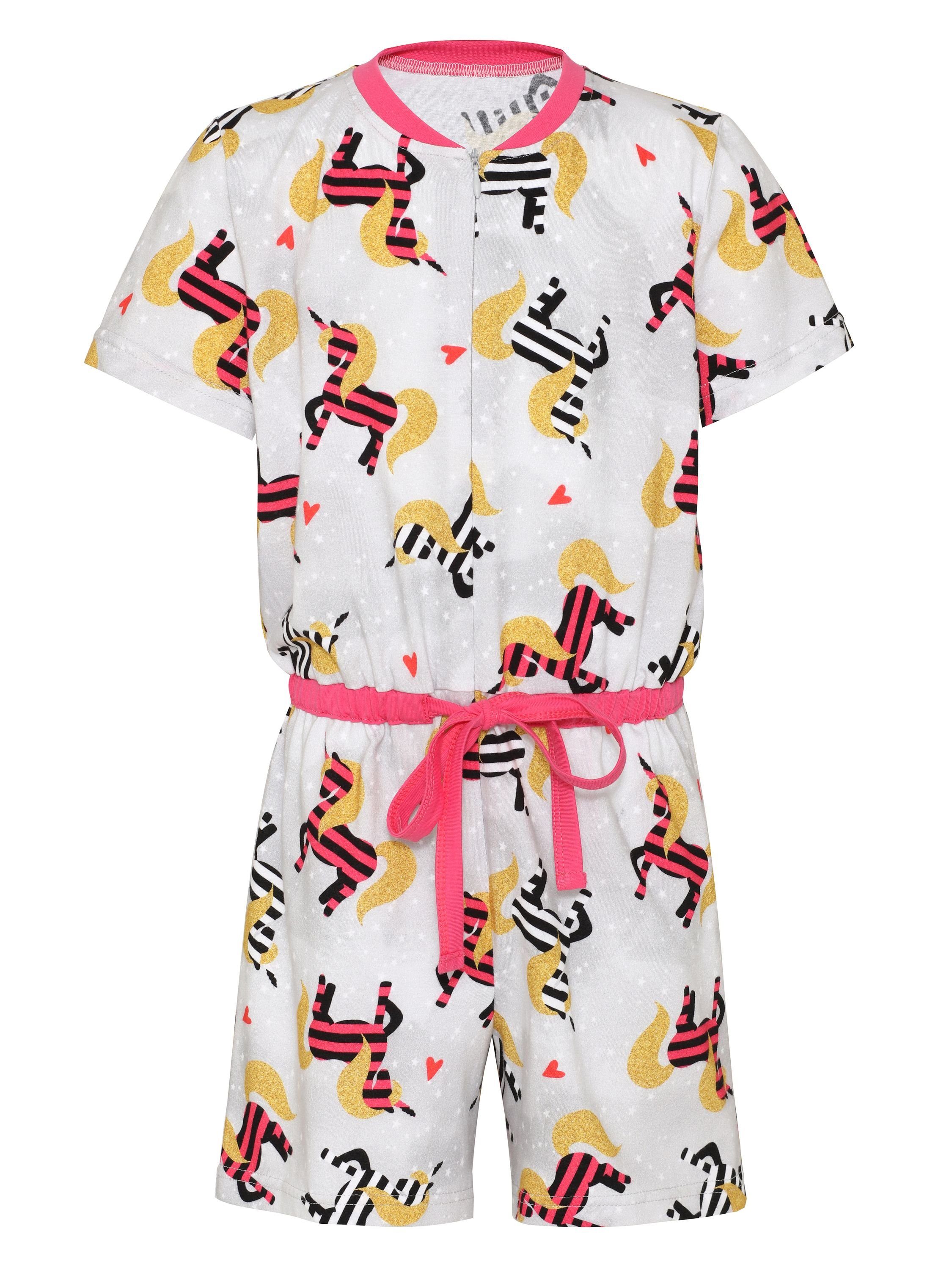 Merry Style Schlafanzug Mädchen Overall Short Schlafanzug MS10-267 Grau/Streifen Einhorn