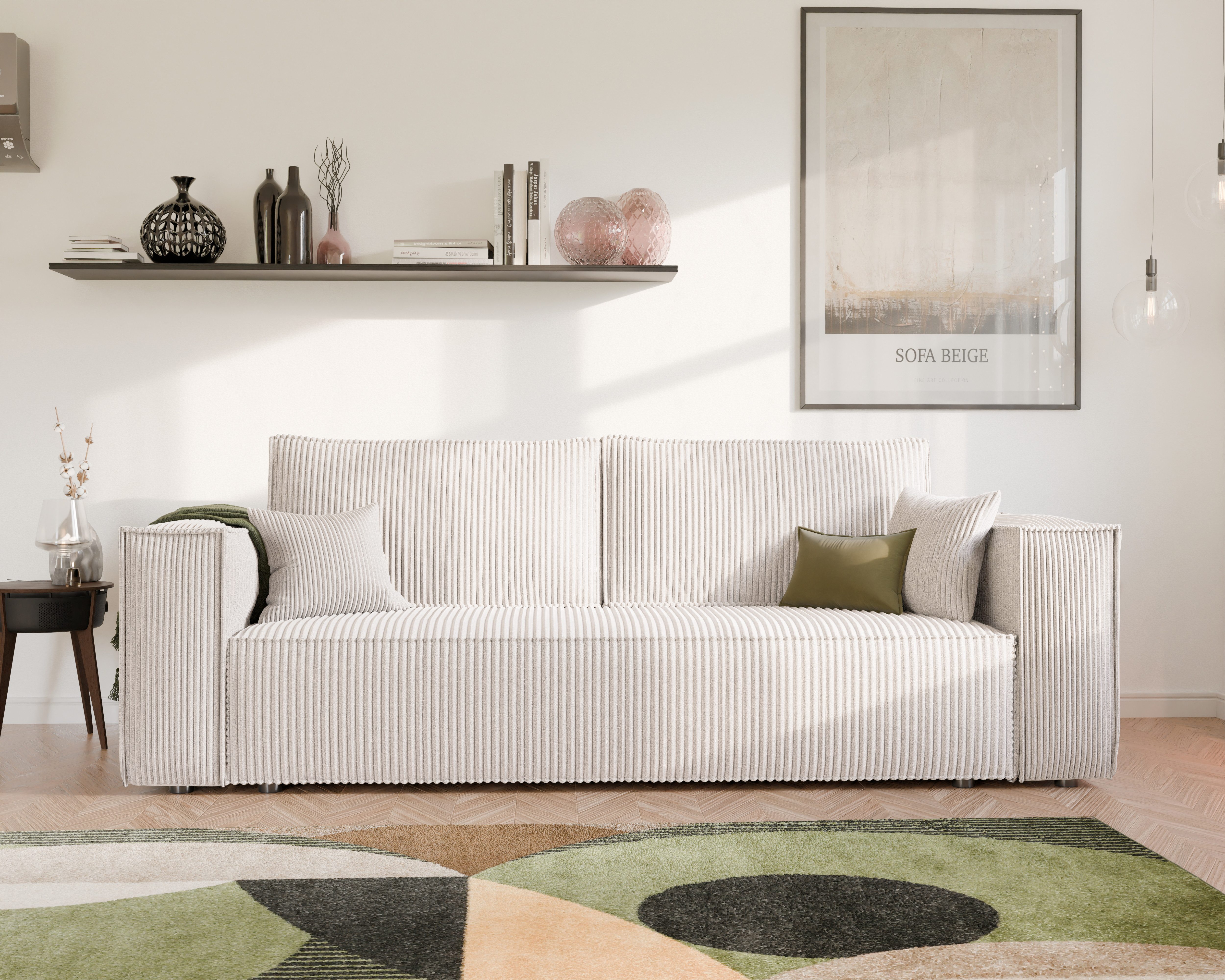 yourhouse24 Sofa BALI Kompaktes Design – Trend-Bezug, Schlaffunktion & Bettkasten, mit Schlaffunktion und Bettkasten, Seite universal