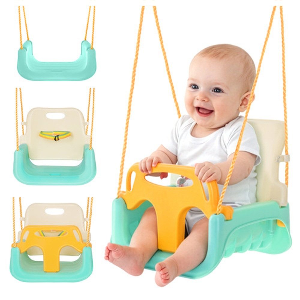 KRUZZEL Babyschaukelsitz Kinderschaukel 3-in-1 Gartenschaukel (Spar-Set, 1-tlg), Rückenlehne, Sicherheitsbügel und Gurt sorgen für stabilen Halt
